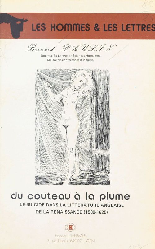 ebook cover of Du couteau à la plume : Le Suicide dans la littérature anglaise de la Renaissance (1580-1625), by Universite Jean Monnet