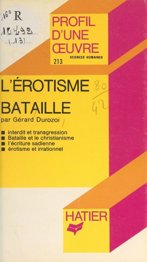 Couverture ebook de L'érotisme, de Bataille, de Gérard Durozoi