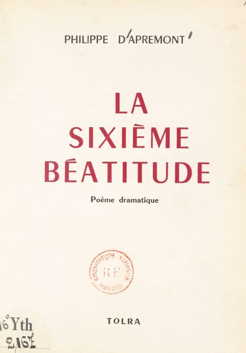 Couverture ebook de La sixième Béatitude, de Philippe d'Apremont