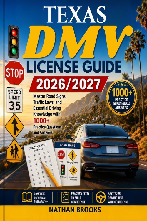 ebook cover of TEXAS DMV LICENSE STUDY GUIDE  2026/2027, by Nathan Brooks