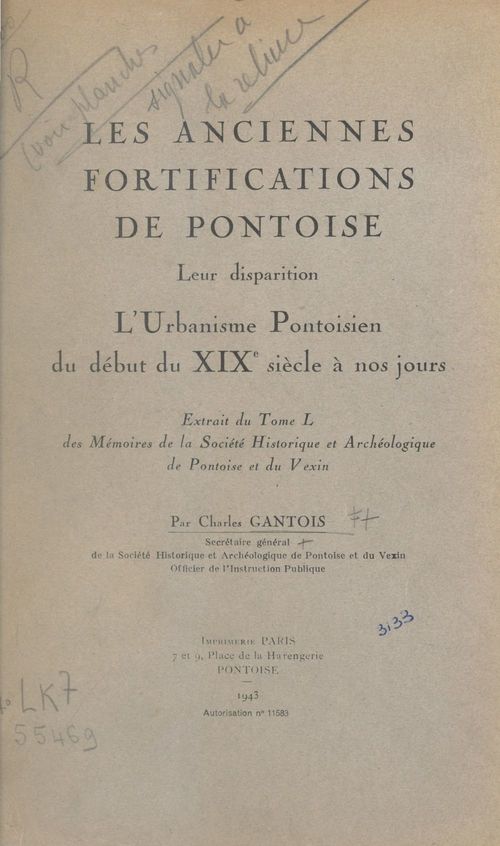 Couverture ebook de Les anciennes fortifications de Pontoise, de Charles Gantois