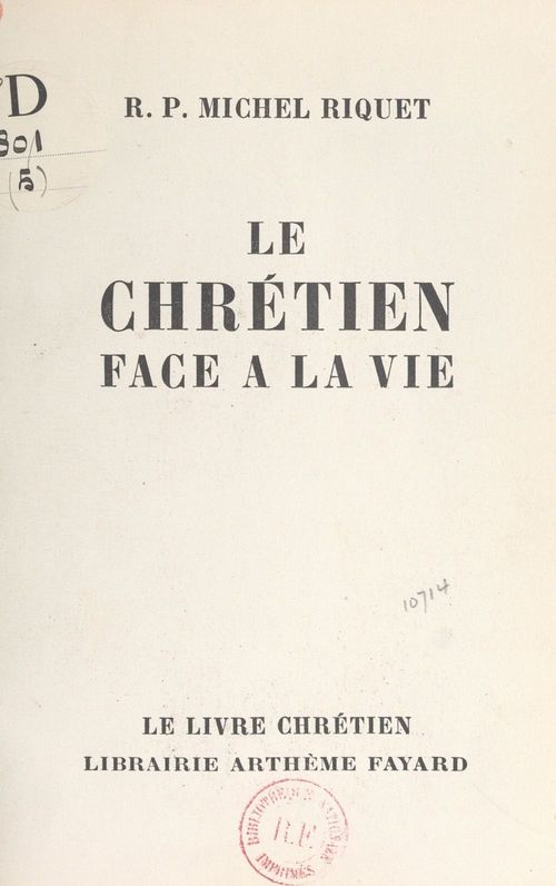 ebook cover of Le chrétien face à la vie, by Michel Riquet