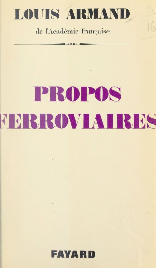 Couverture ebook de Propos ferroviaires, de Louis Armand