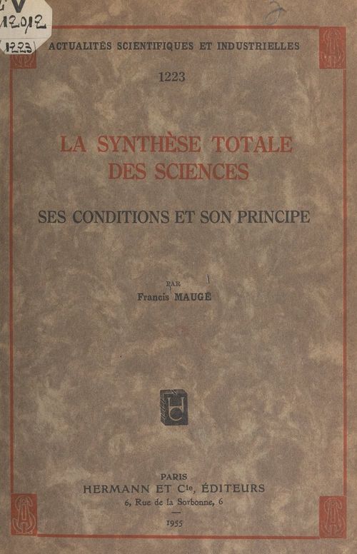 ebook cover of La synthèse totale des sciences, by Francis Mauge