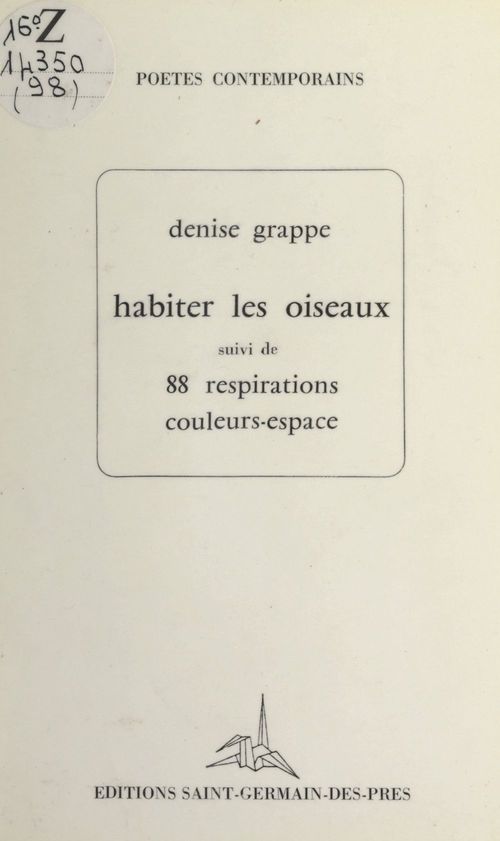 ebook cover of Habiter les oiseaux, by Denise Grappe