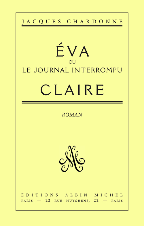 Couverture ebook de Eva-Claire ou le journal interrompu, de Jacques Chardonne