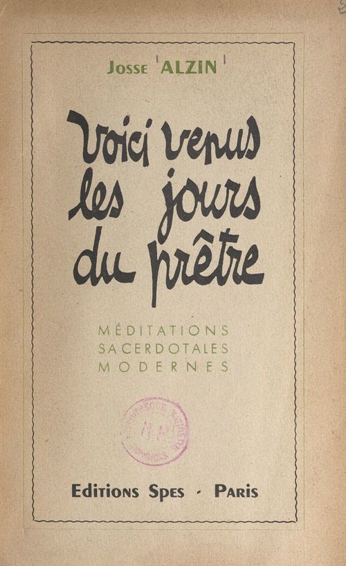 ebook cover of Voici venus les jours du prêtre, by Josse Alzin