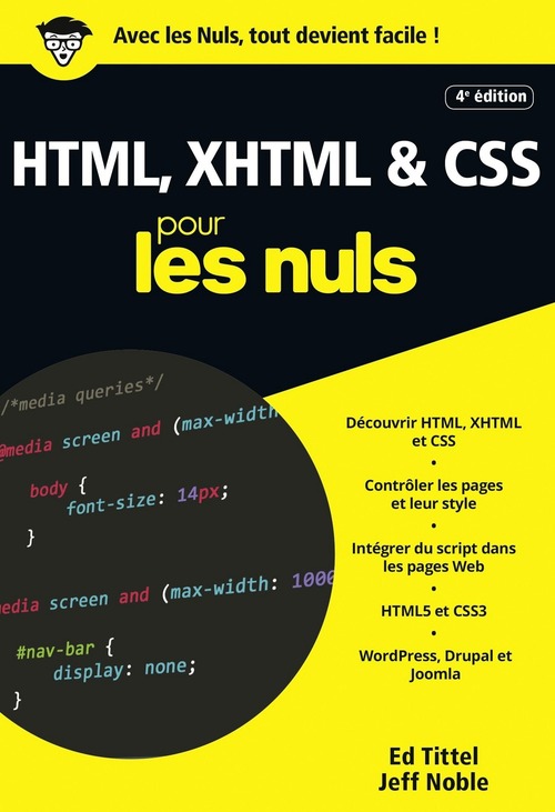 ebook cover of HTML, XHTML et CSS Poche Pour les Nuls, 4e, by Jeff Noble, Ed Tittel