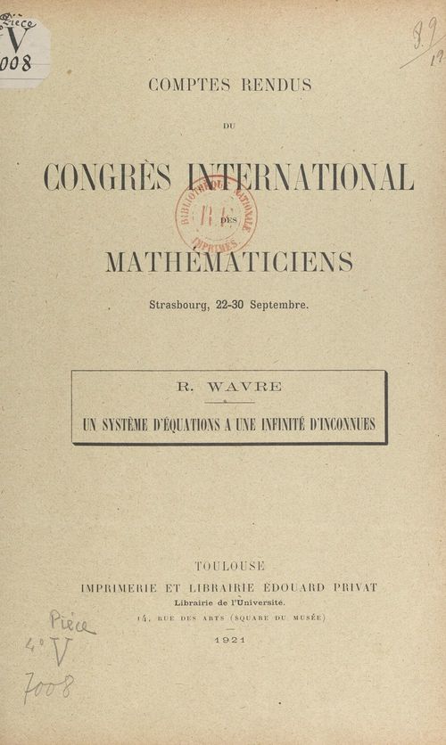 ebook cover of Un système d'équations à une infinité d'inconnues, by Rolin Louis Wavre