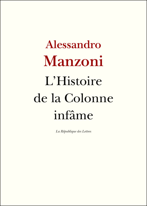 ebook cover of L'Histoire de la colonne infâme, by Alessandro Manzoni