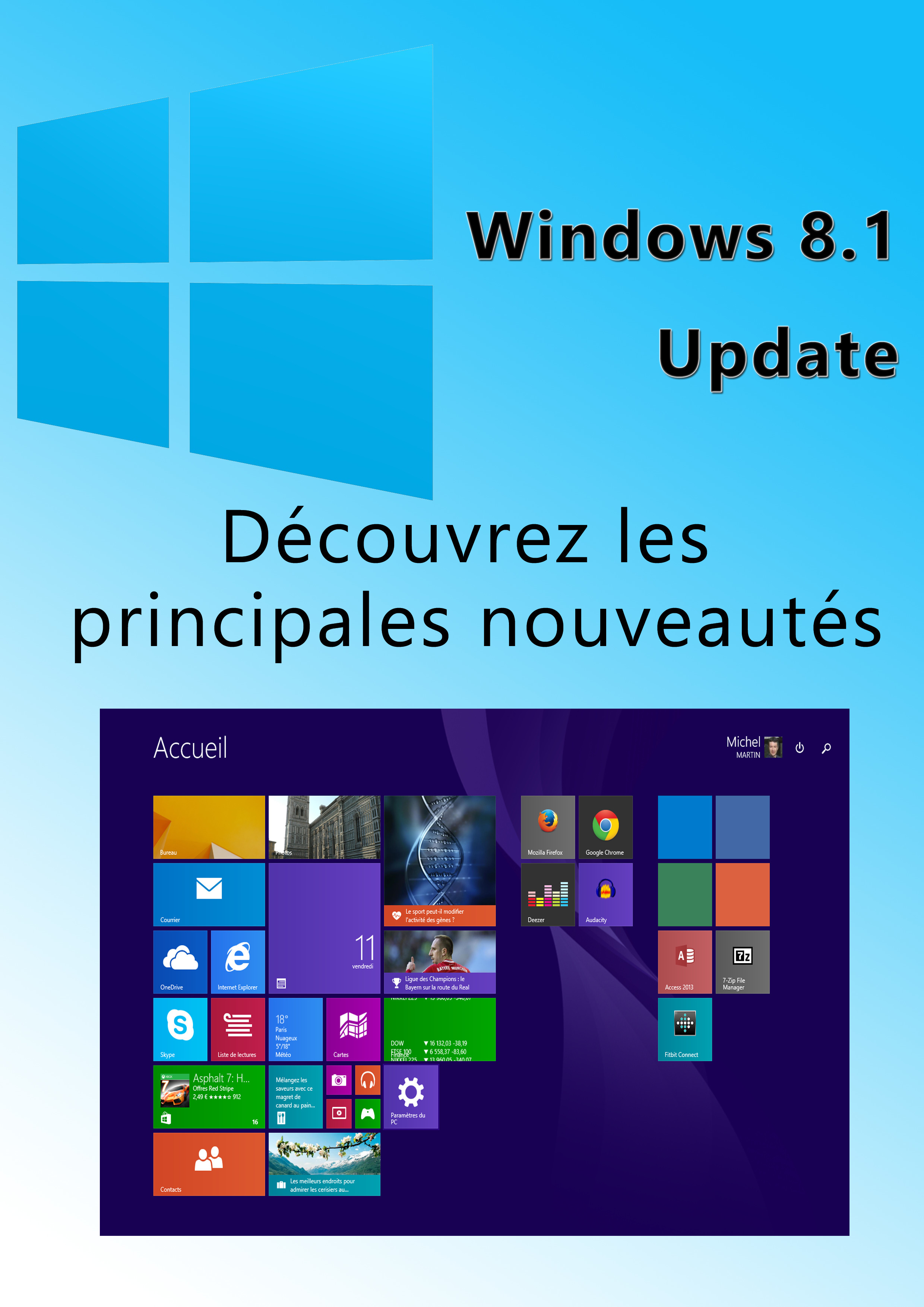 Couverture ebook de Windows 8.1 Update - Bref aperçu des nouveautés, de Mediaforma Michel Martin
