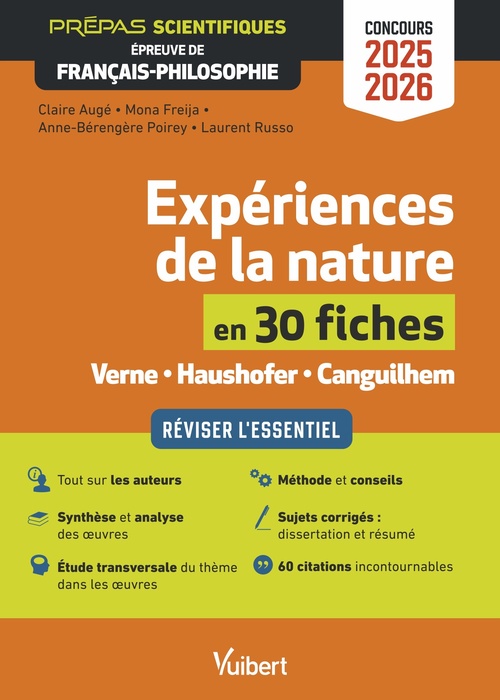 ebook cover of Expériences de la nature en 30 fiches - Épreuve de français-philosophie - Prépas scientifiques - Concours 2025-2026, by Anne-Bérengère Poirey, Laurent Russo, Claire Augé, Mona Freija