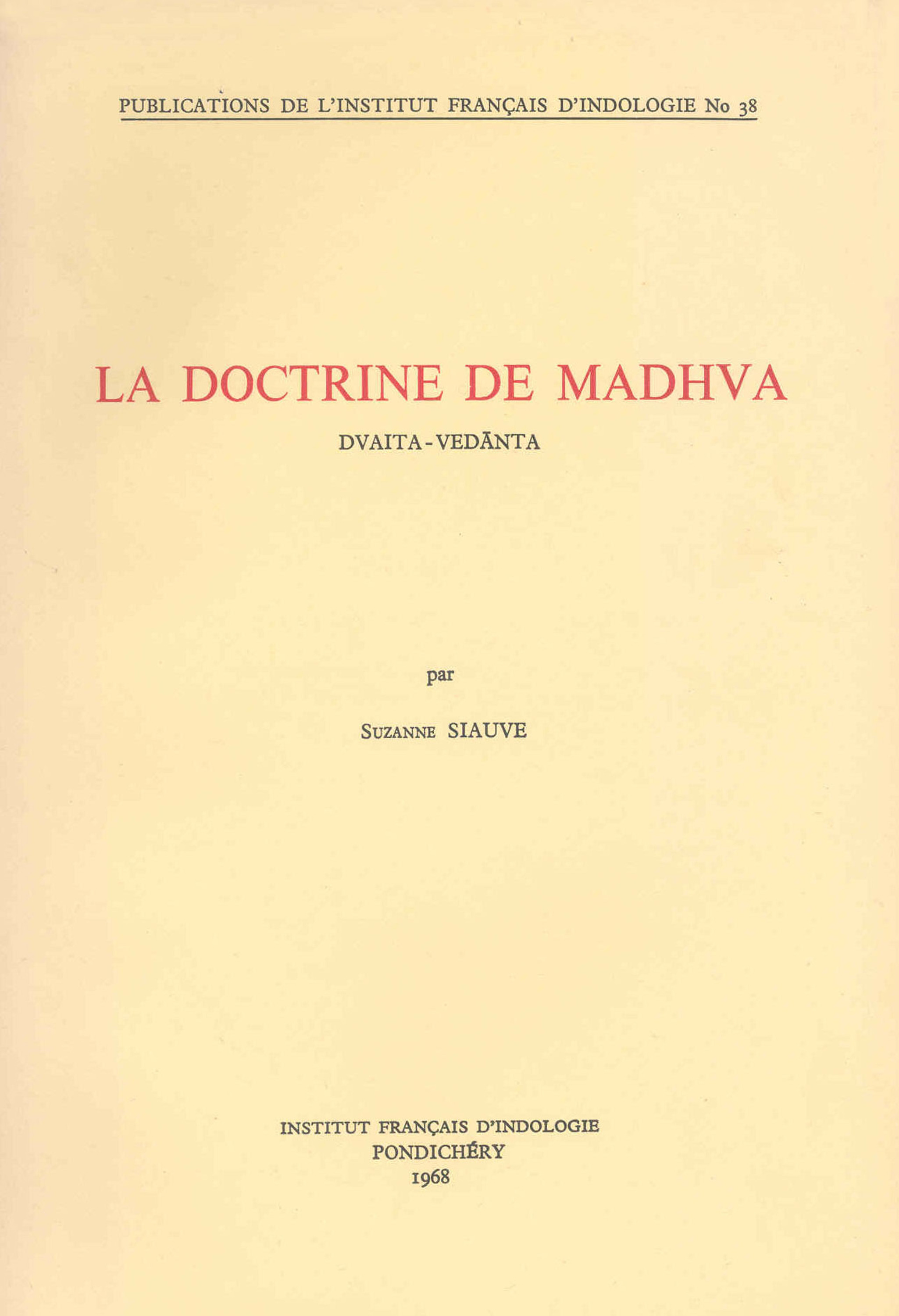 Couverture ebook de La doctrine de Madhva, de Suzanne Siauve