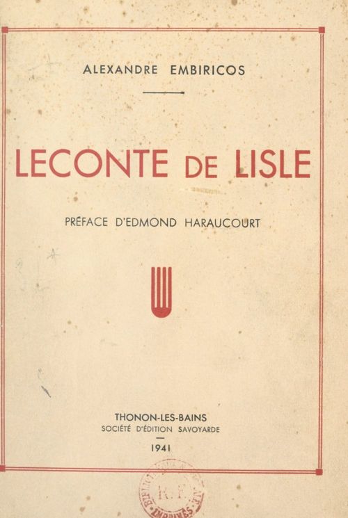 Couverture ebook de Leconte de Lisle, de Alexandre Embiricos
