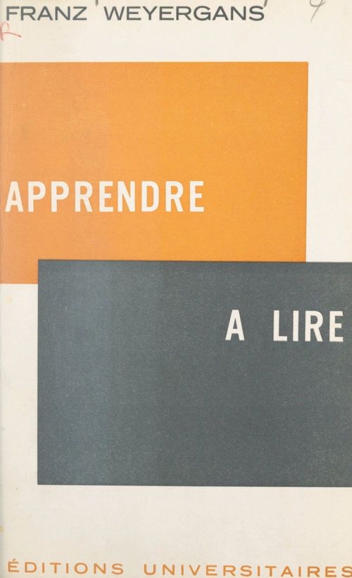 ebook cover of Apprendre à lire, by Franz Weyergans