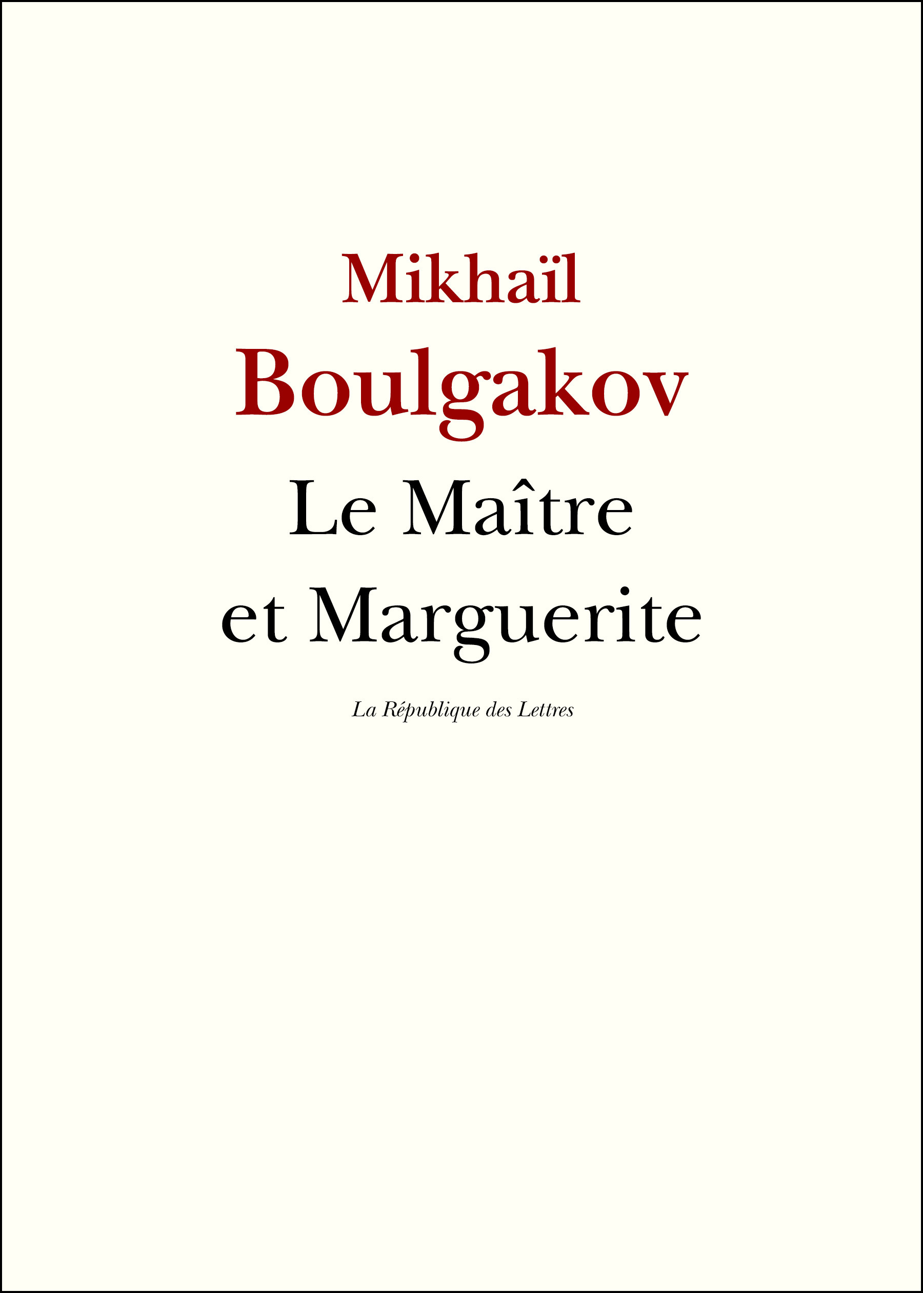 ebook cover of Le Maître et Marguerite, by Mikhaïl Boulgakov