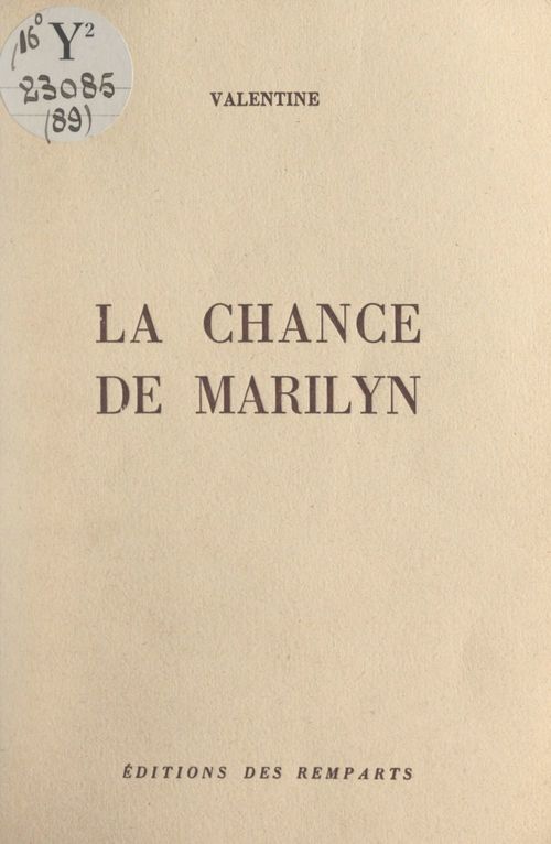 Couverture ebook de La chance de Marilyn, de Valentine