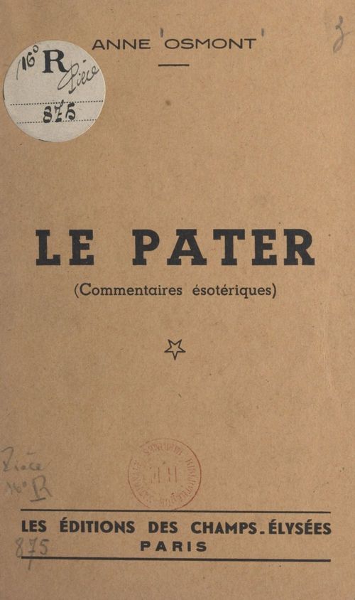 ebook cover of Le Pater, by Anne Osmont