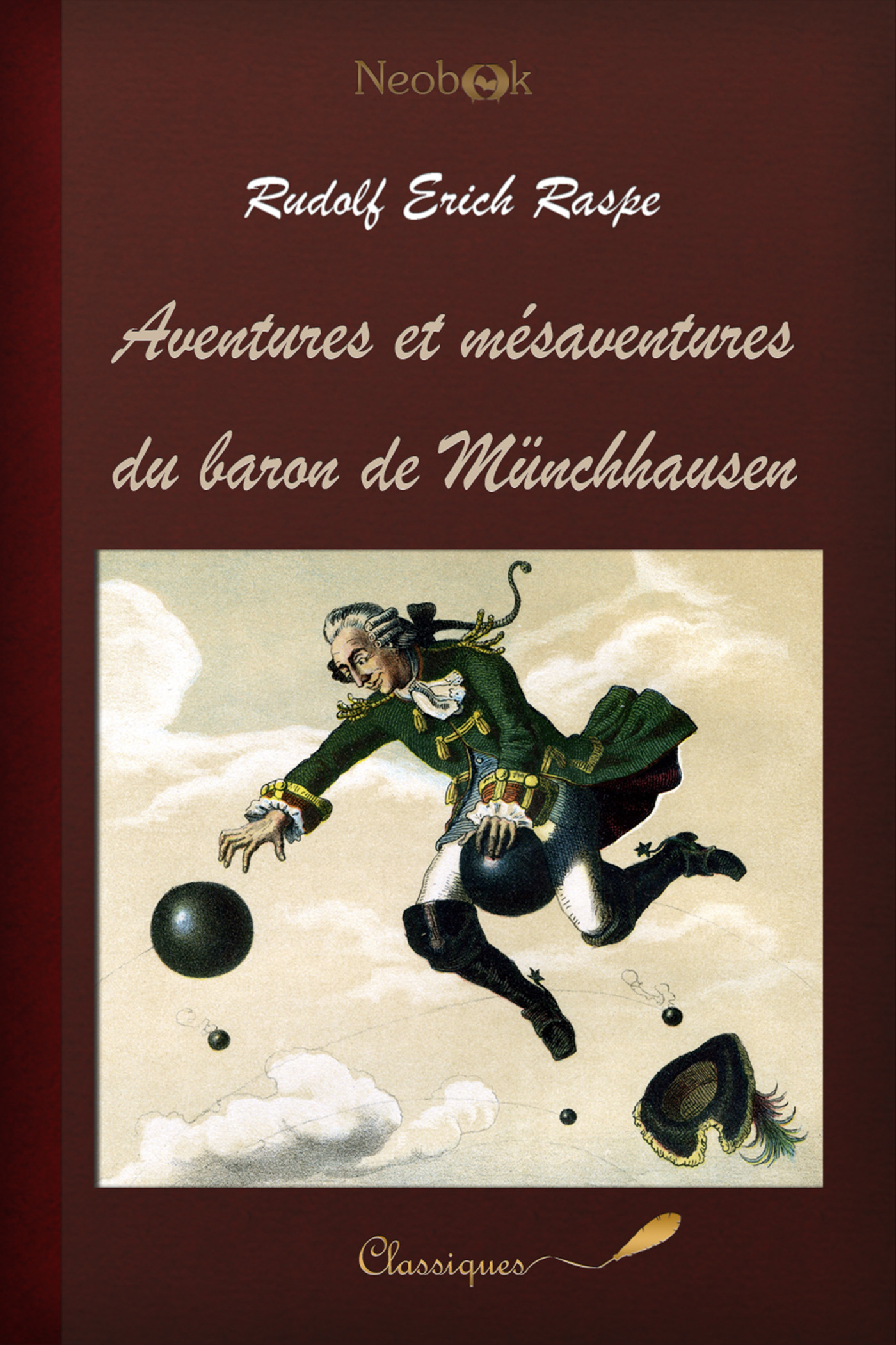 Couverture ebook de Aventures et mésaventures du baron de Münchhausen, de Rudolf Erich Raspe