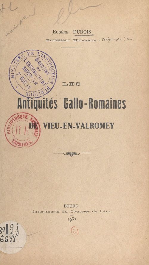 Couverture ebook de Les antiquités gallo-romaines de Vieu-en-Valromey, de Eugene Dubois