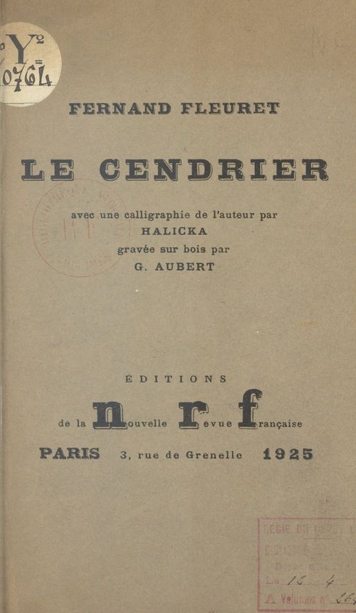 ebook cover of Le cendrier, by Fernand Fleuret
