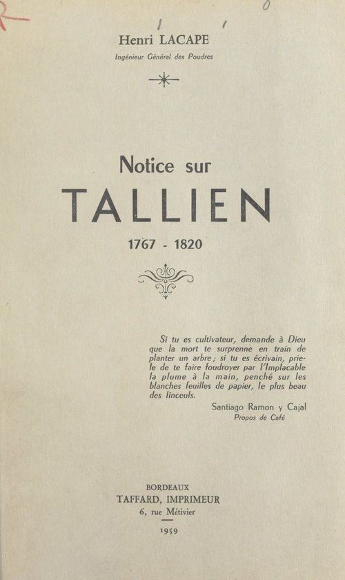ebook cover of Notice sur Tallien, 1767-1820, by Henri Lacape