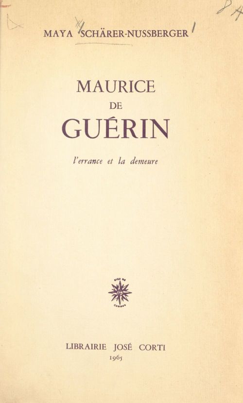 Couverture ebook de Maurice de Guérin, de Maya Scharer-Nussberger