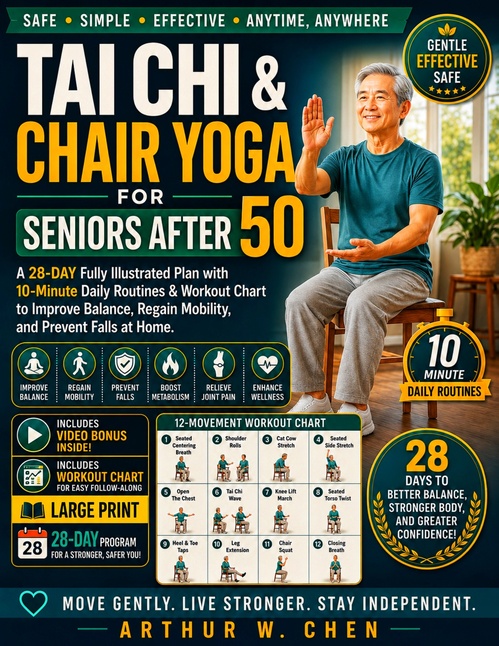 Couverture ebook de Tai Chi & Chair Yoga for Seniors After 50, de Arthur W. Chen