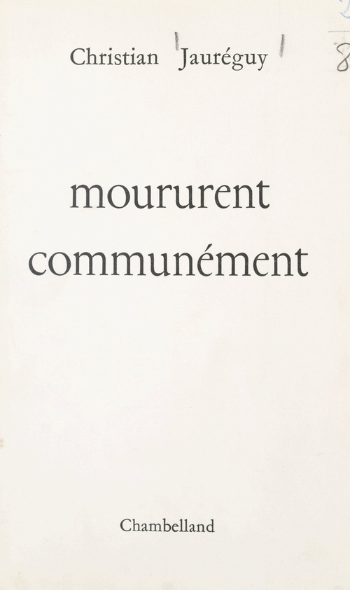 Couverture ebook de Moururent communément, de Christian Jauréguy