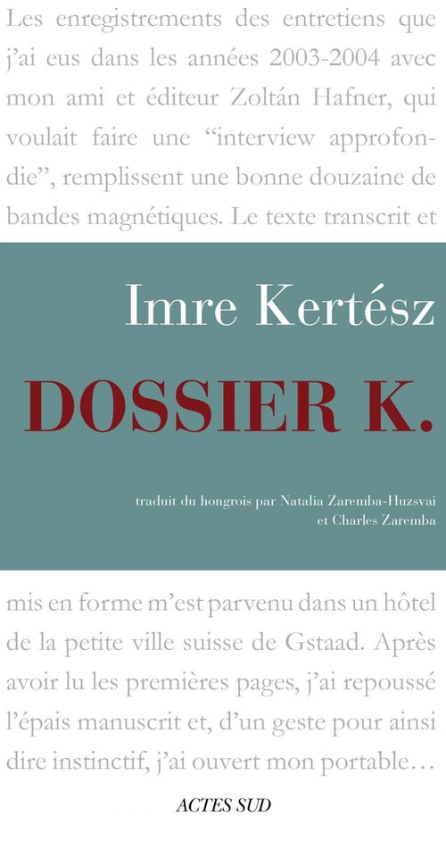 ebook cover of Dossier K., by Imre Kertész