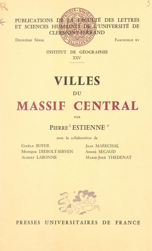 Couverture ebook de Villes du Massif central, de Gisele Boyer, Monique Diebolt-Sirven