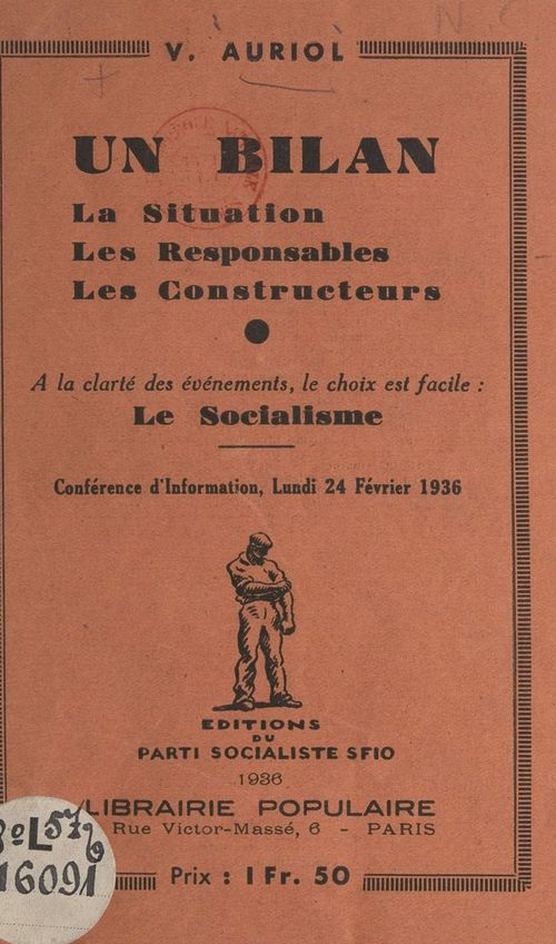 Couverture ebook de Un bilan : la situation, les responsables, les constructeurs, de Vincent Auriol