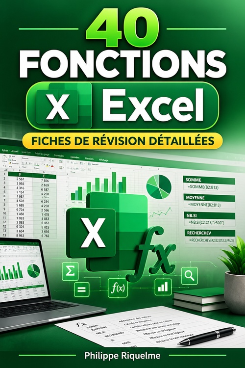 ebook cover of 40 fonctions Excel, by Philippe Riquelme