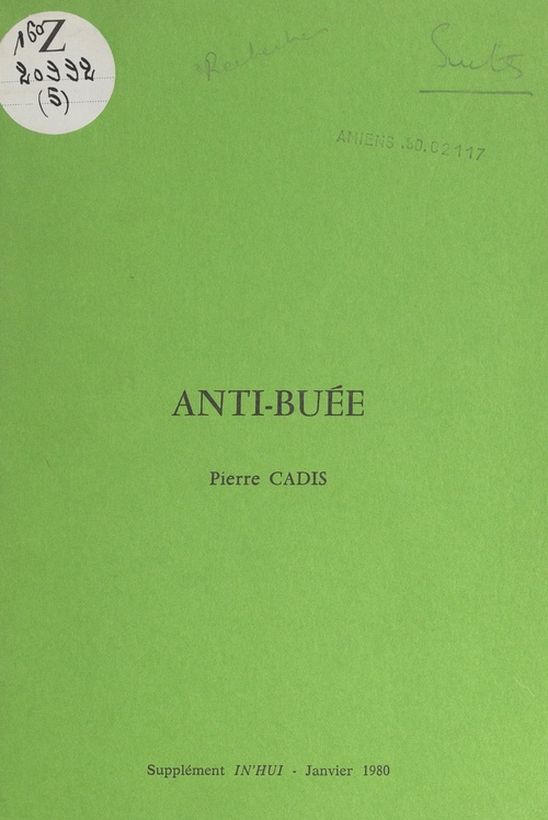 Couverture ebook de Anti-buée, de Pierre Cadis