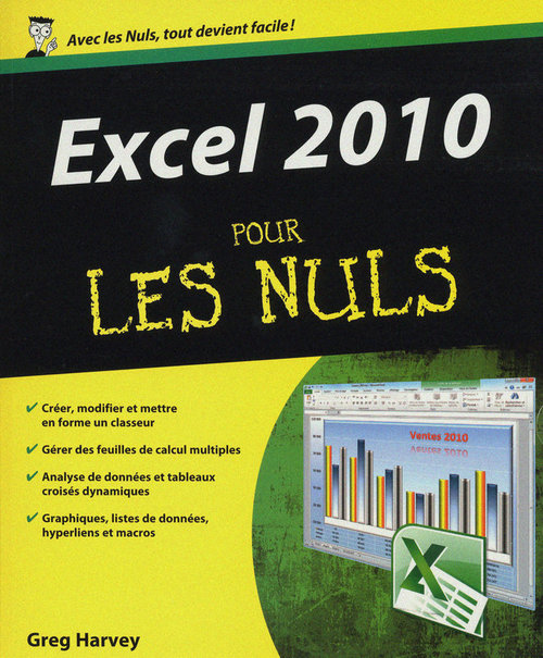 Couverture ebook de Excel 2010 pour les nuls, de Greg Harvey