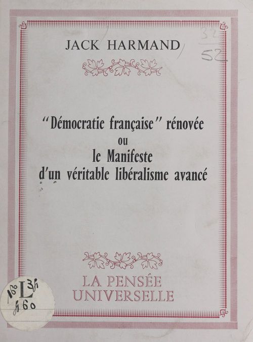 ebook cover of Démocratie française rénovée, by Jack Harmand