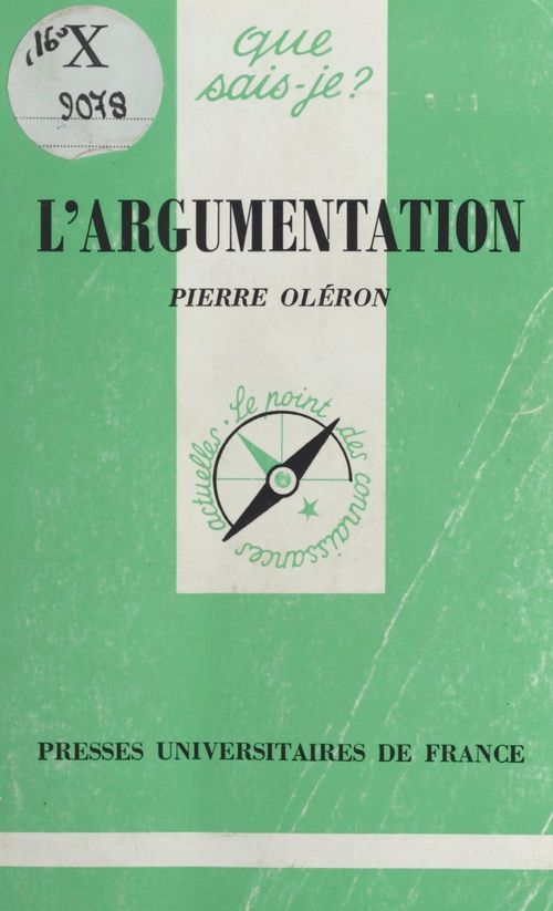 Couverture ebook de L'argumentation, de Pierre Oléron