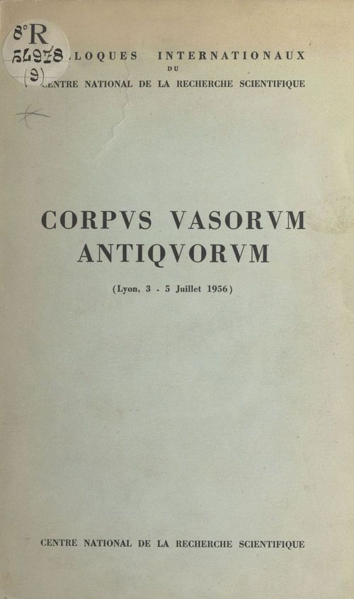 Couverture ebook de Colloque international sur le Corpus vasorum antiquorum, de Charles Dugas