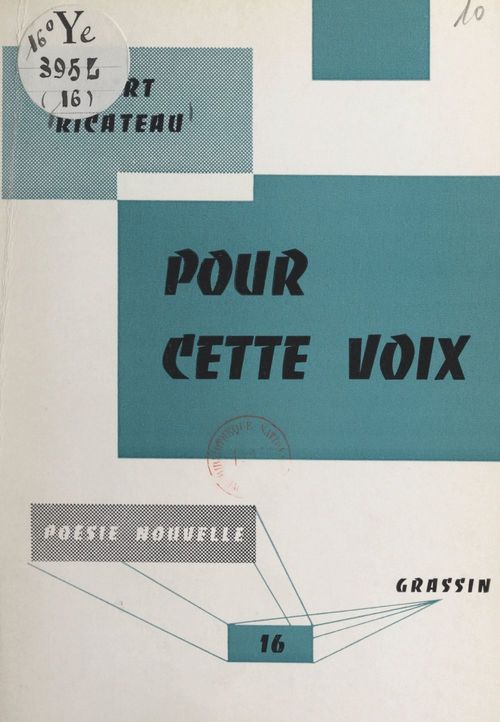 ebook cover of Pour cette voix, by Robert Ricateau