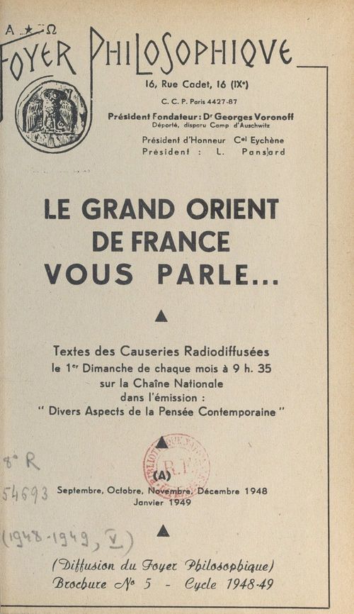 Couverture ebook de Le grand Orient de France vous parle, de Grand Orient De France