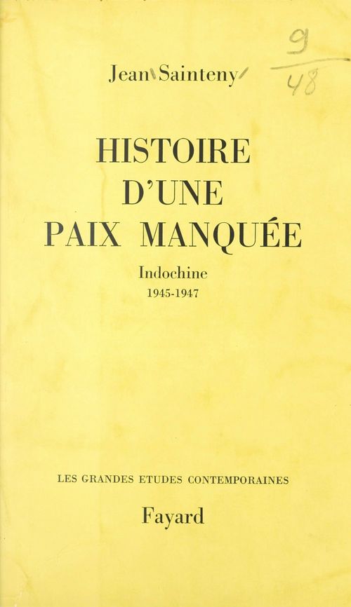 ebook cover of Histoire d'une paix manquée, by Jean Sainteny