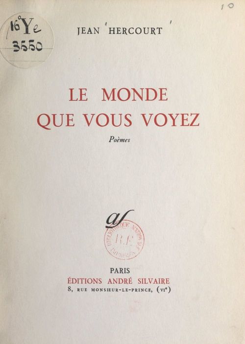 Couverture ebook de Le monde que vous voyez, de Jean Hercourt