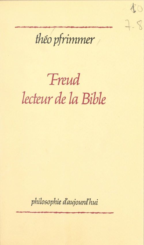 Couverture ebook de Freud lecteur de la Bible, de Theo Pfrimmer