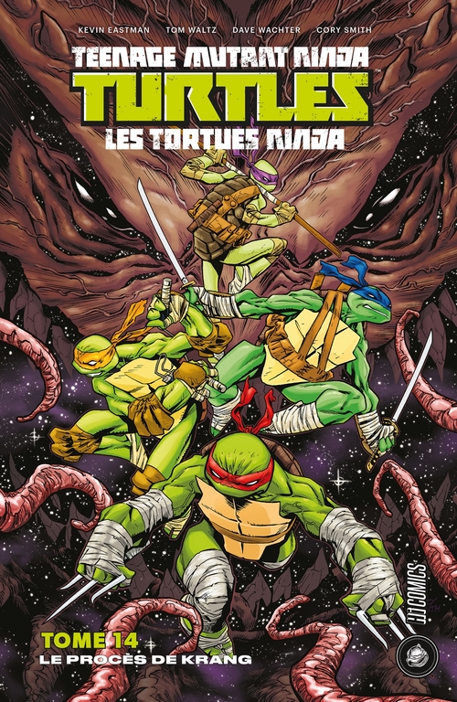 Couverture ebook de Les Tortues Ninja - TMNT, T14 : Le Procès de Krang, de Kevin Eastman, Cory Smith, Tom Waltz, Dave Watcher