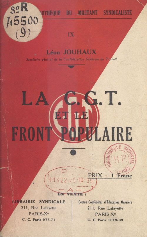 ebook cover of La C.G.T. et le Front populaire, by Leon Jouhaux
