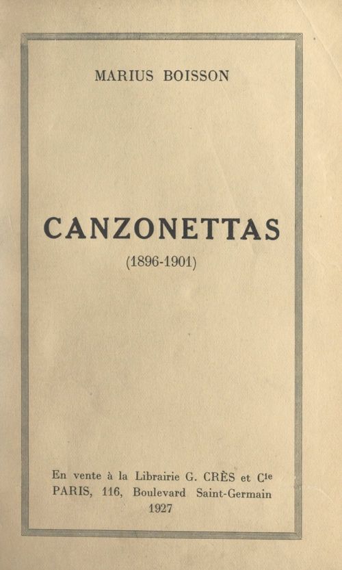 ebook cover of Canzonettas (1896-1901), by Marius Boisson