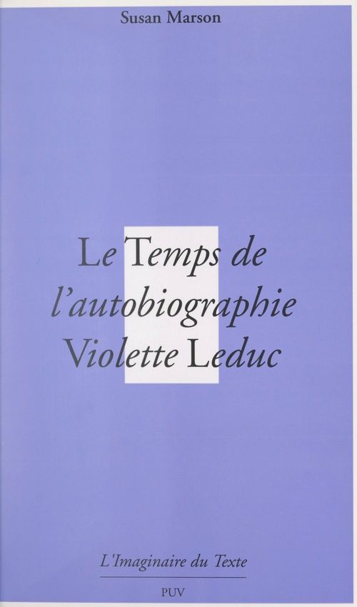 ebook cover of Le temps de l'autobiographie, by Susan Marson