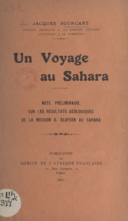Couverture ebook de Un voyage au Sahara, de Jacques Bourcart