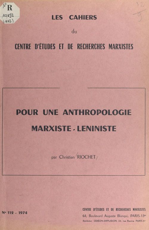 ebook cover of Pour une anthropologie marxiste-léniniste, by Christian Riochet