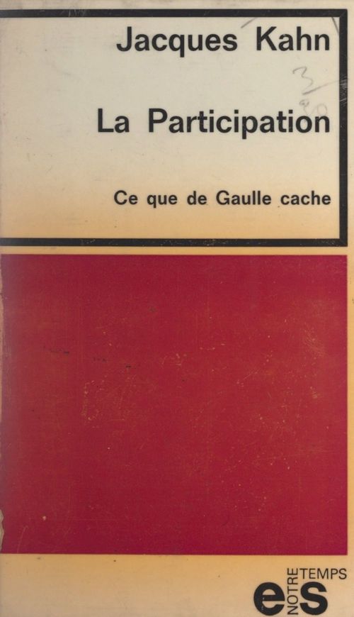 Couverture ebook de La participation, de Jacques Kahn